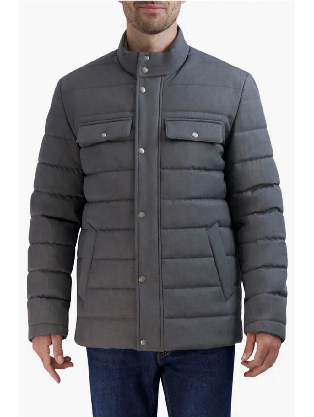 COLE HAAN Signature Quilted Puffer Winter Jacket Men's Size S Gray